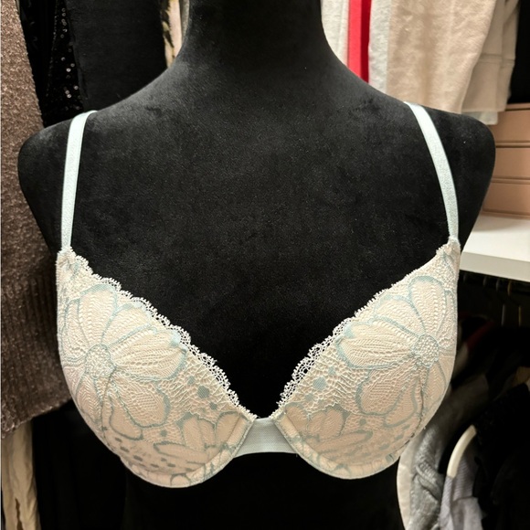 Victoria's Secret Other - Victoria’s Secret lightly lined Demi white blue lace Bra. Size 32D